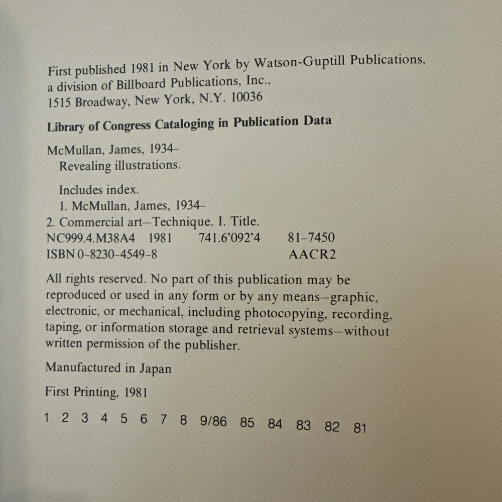 Revealing‎ Illustrations Hardcover James McMullan First Edition 1981 Book
